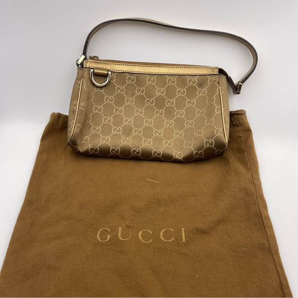 Gucci Brown GG Canvas Baguette cloth monogram brown handbag womens - Picture 1 of 10